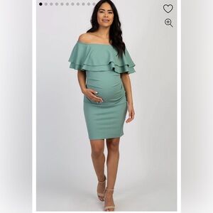 Pink blush Sage Off Shoulder Fitted Maternity Dress